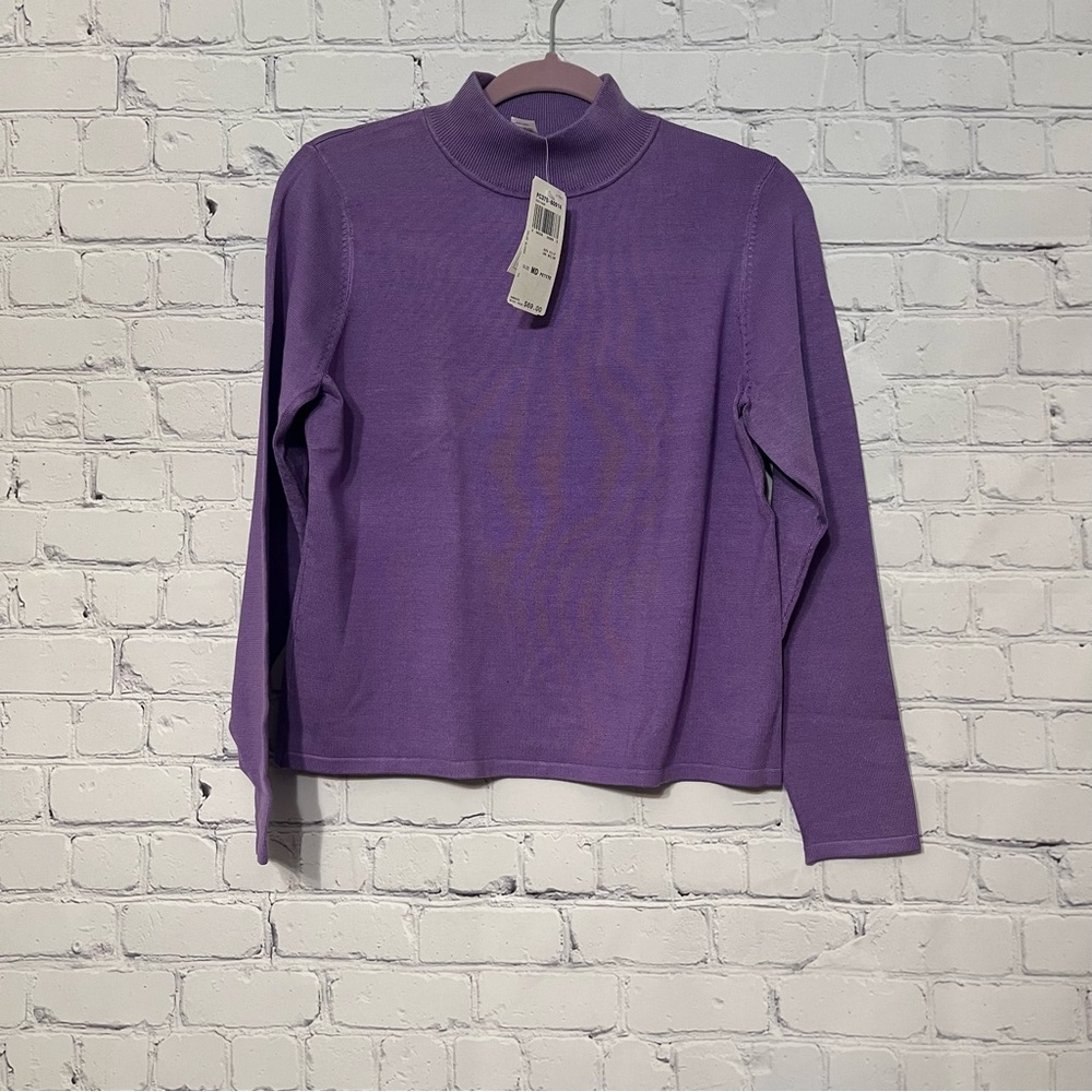 Pendleton NWT Purple Silk Nylon Blend Mock Neck Sweater Top Womens Medium Petite